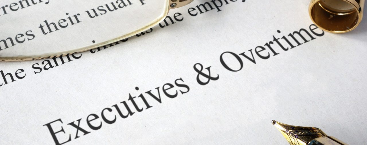 A professional document stating executives and overtime
